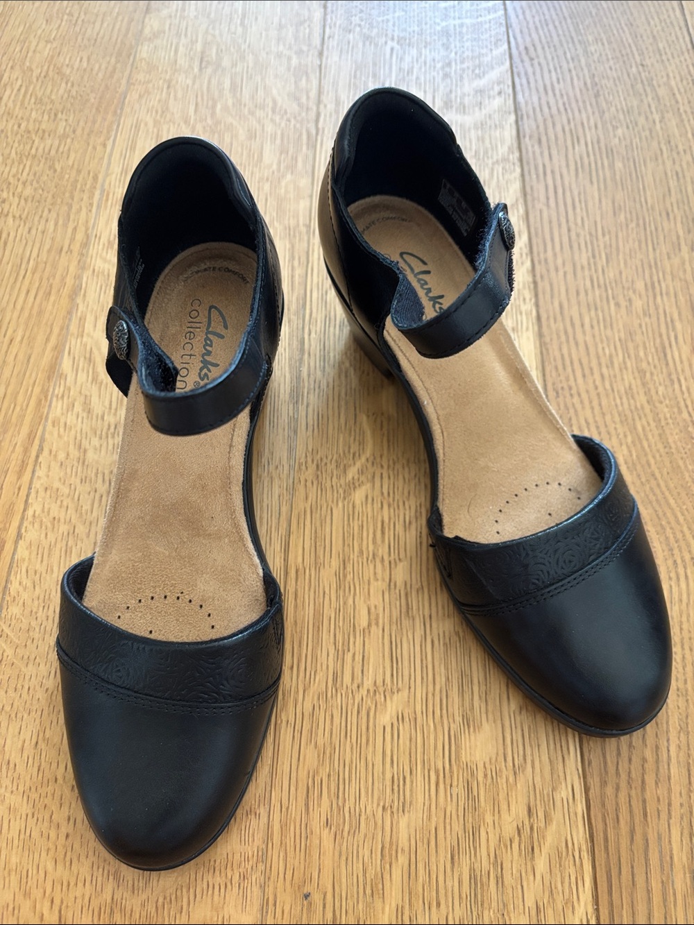 Clarks Black Mary Jane Ankle-Strap Heels